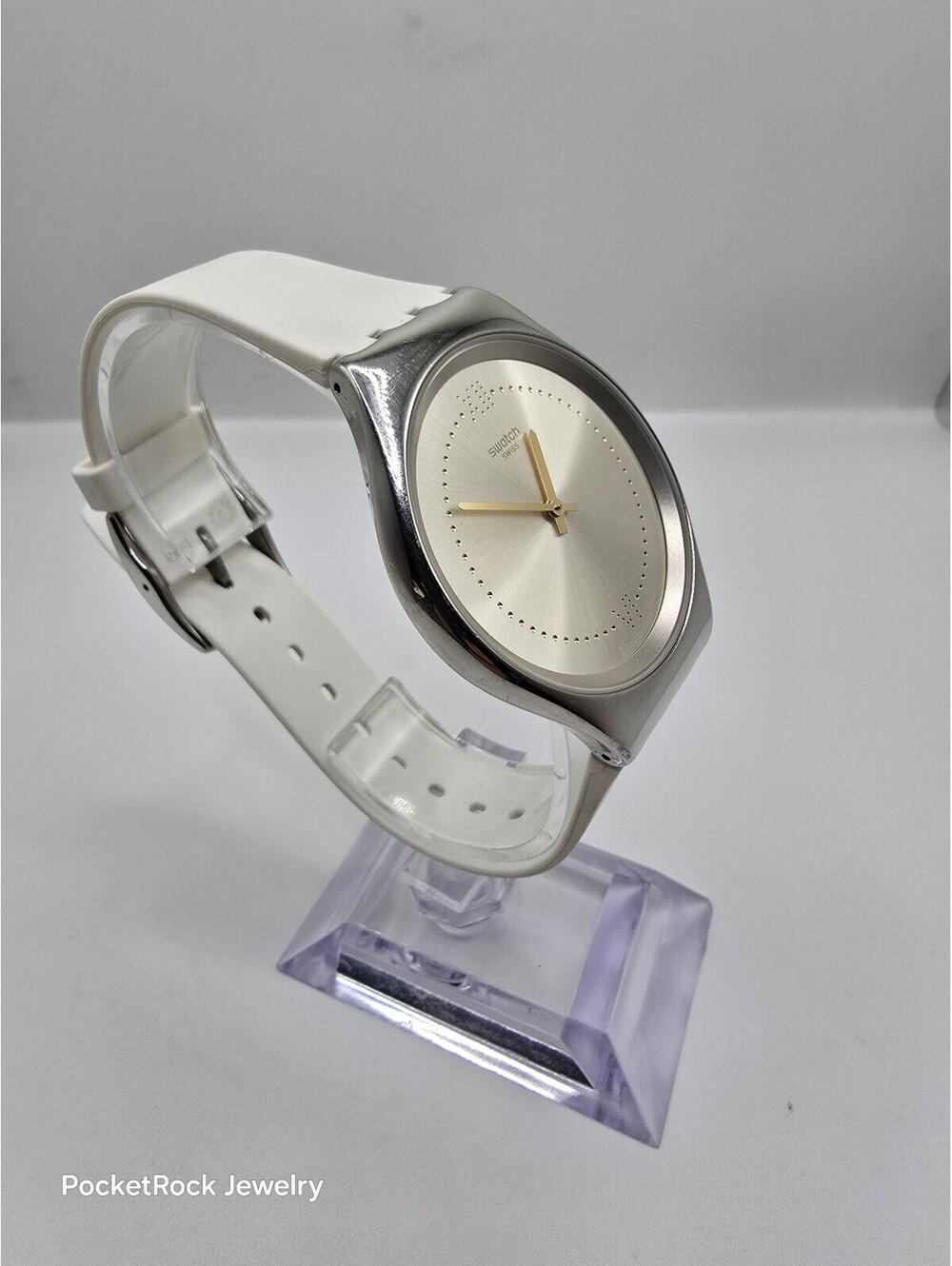 Swatch Skindoree White Silicone Watch (SYXS108) Skin Irony